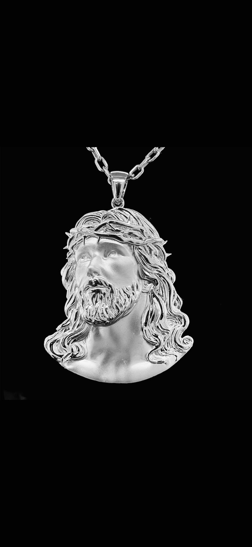 Jesus Anhänger Silber Mattiert