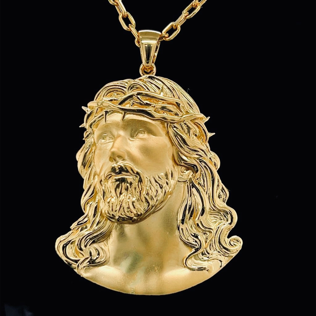 Jesus Matt -Anhänger in 585 Gold